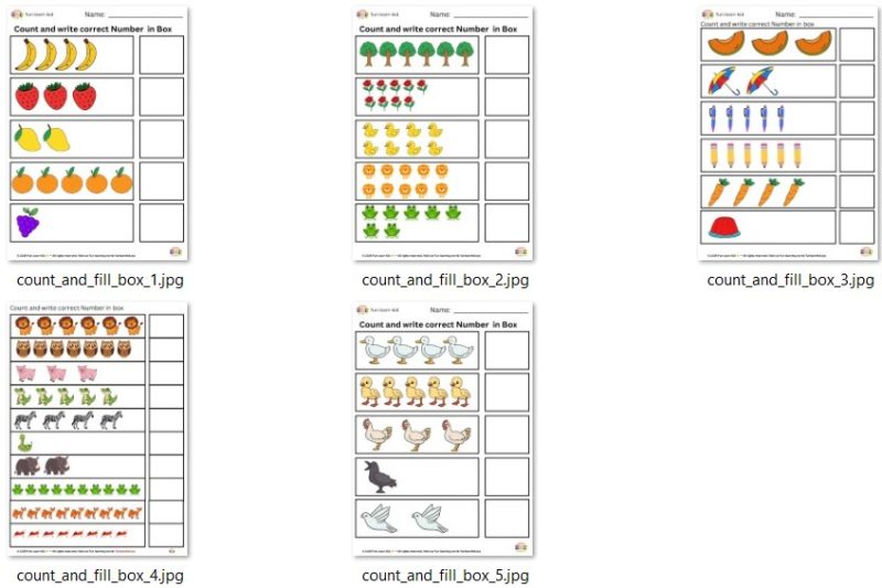 Worksheet – Count and write to box