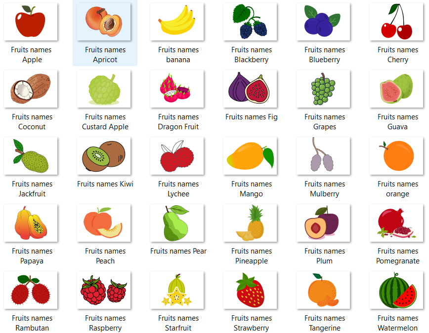 Fruits names thumb