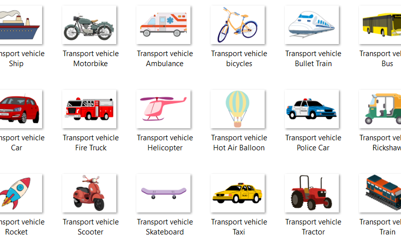 Transport vehicle flashcards – Fun Interactive Learning