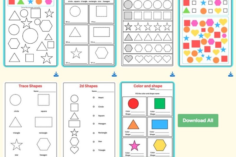 Worksheets – shape and colors
