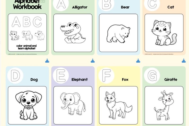 Worksheets- ABC animal color book