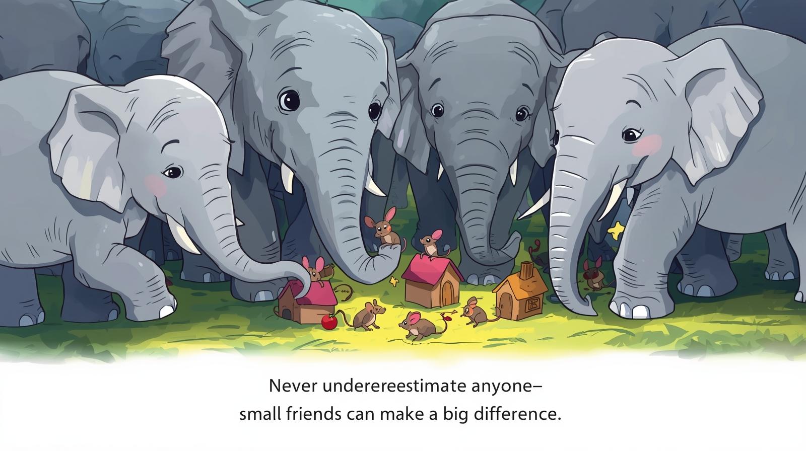 Elephants and Mice Illustration