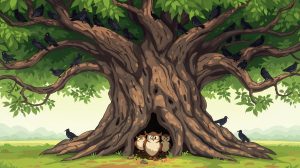 Story for kids: ๐ฆ The Crow and the Owl 22 king and owl