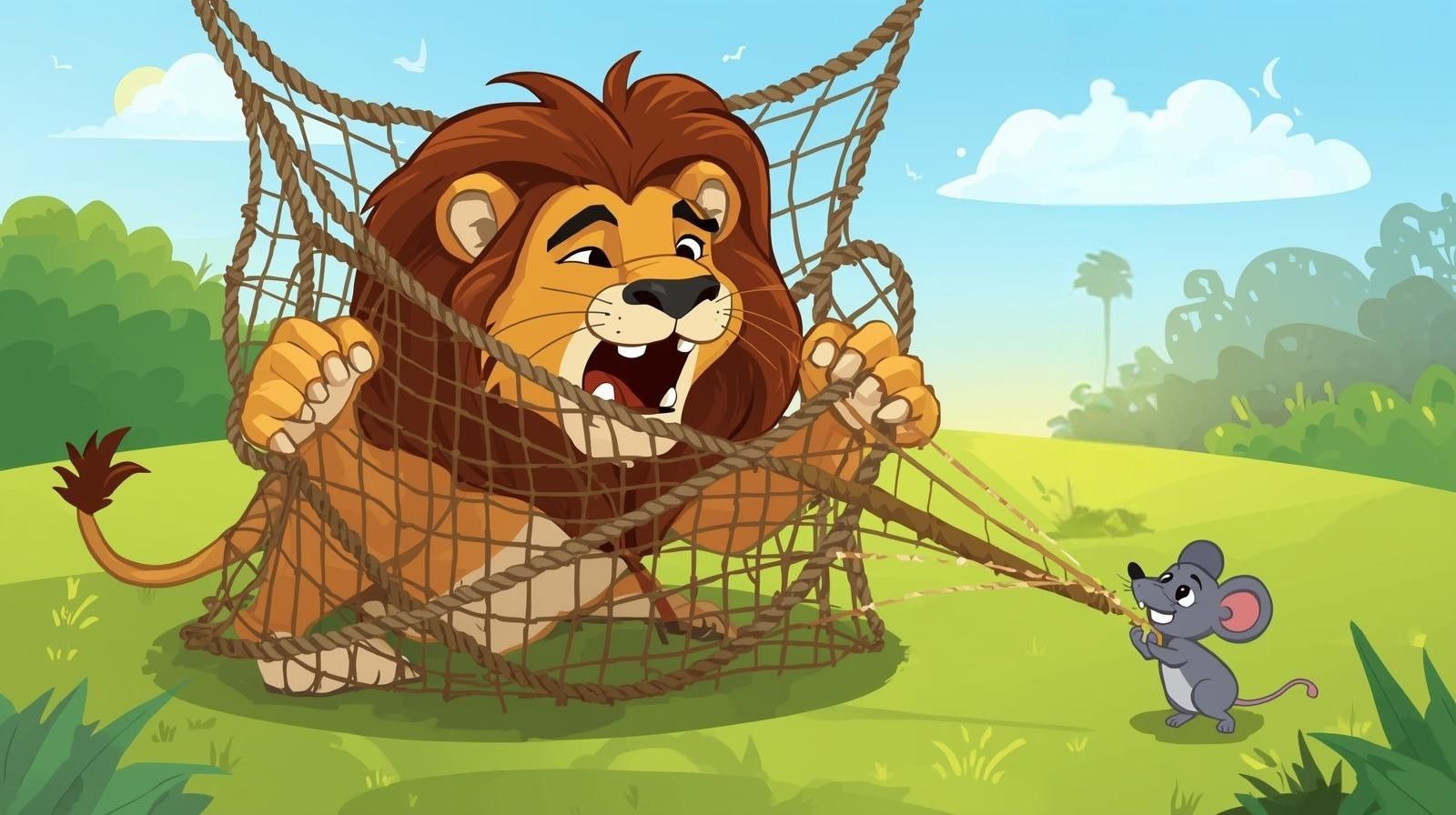 Lion and Mouse illustration