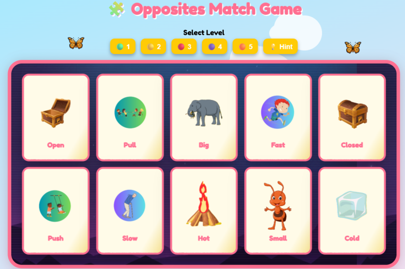 Game for Kids – Opposites Words Match Game