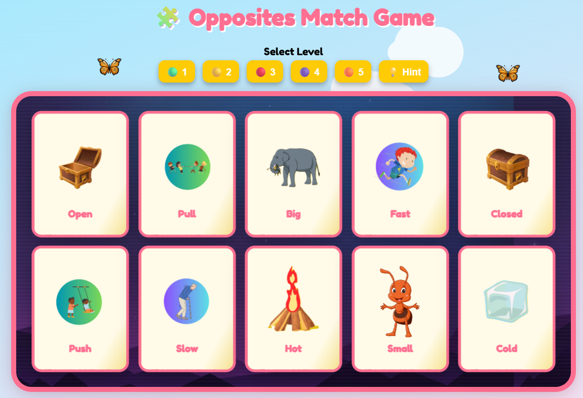Game for Kids - Opposites Words Match Game 2 Game for Kids – Opposites Words Match Game