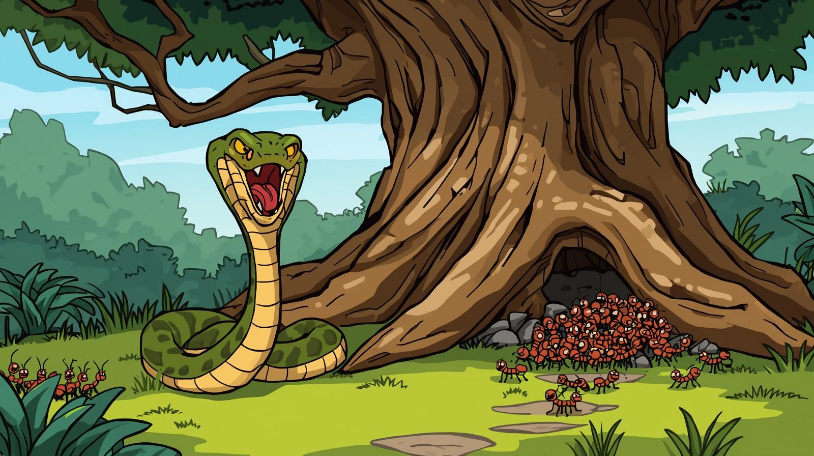 Snake and Ants Illustration