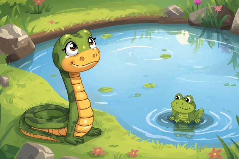 Story for kids: 🐍 The Snake and the Wise Frog