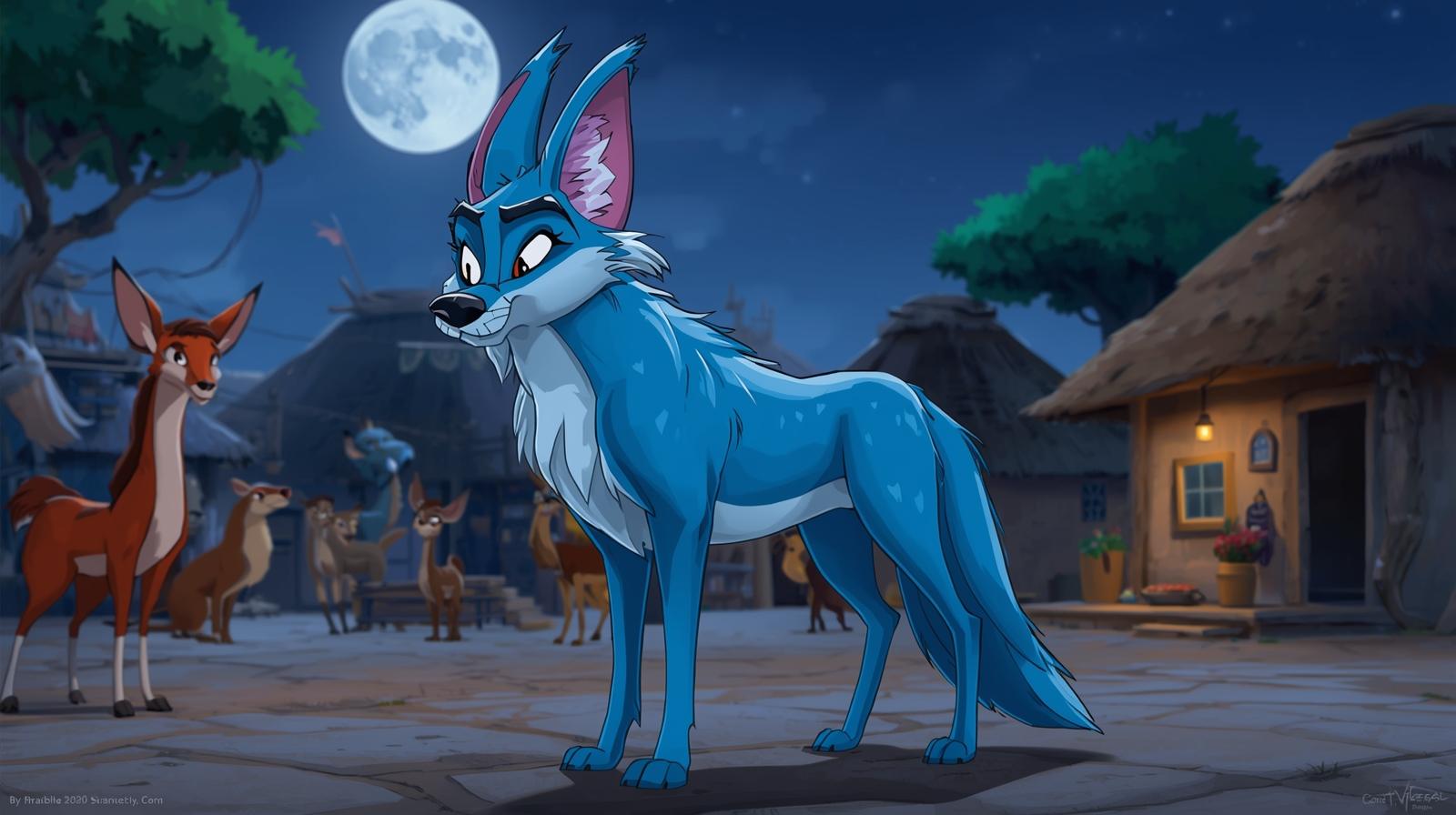 The blue jackal standing proudly