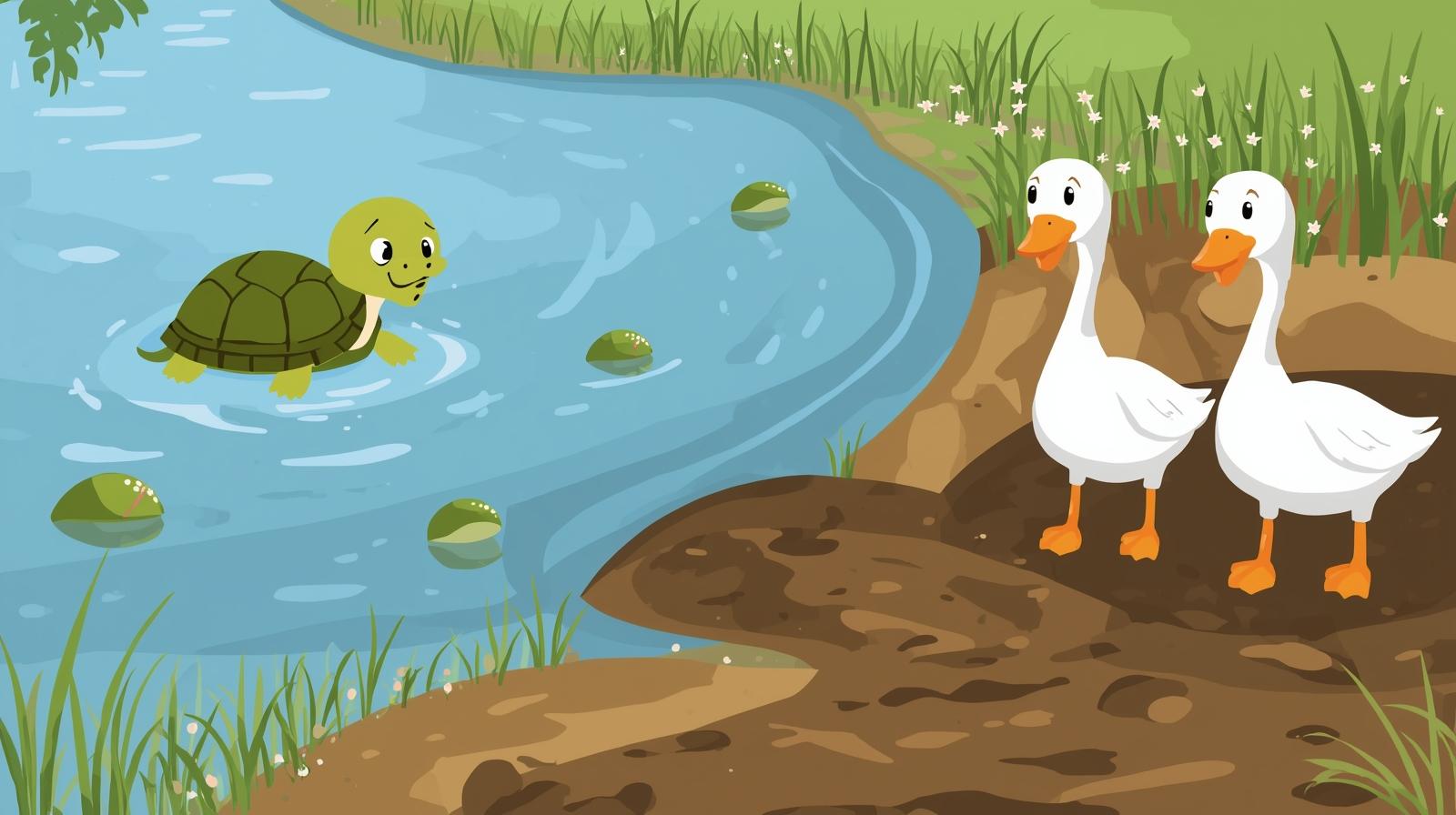 Tortoise and Geese illustration