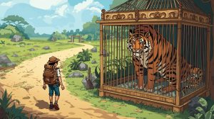 Story for kids : ๐ฏ The Tiger, the Traveler, and the Jackal 20 travlere and tiger 2